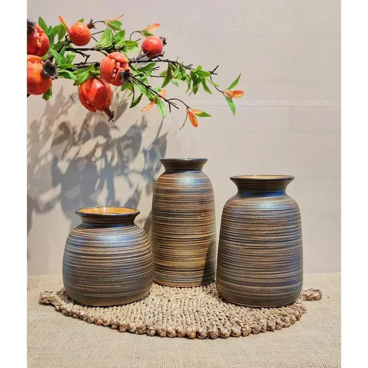 Alternative view of Bình Gốm Cắm Hoa Bát Tràng Miệng Loe Men Nâu, Vai Vuông Mộc Mạc Giản Dị - Chipxinhxk