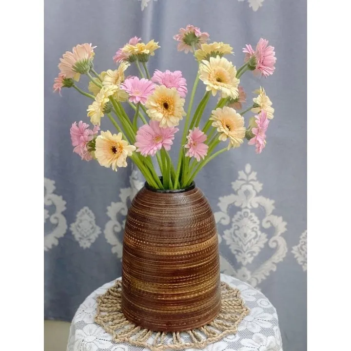 Bình Cắm Hoa Gốm Bát Tràng Dáng Chuông, Size Mini Cao 15cm - Chipxinhxk