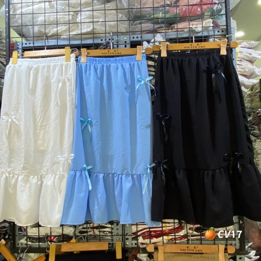 Chân Váy Voan Dài 70cm Đính Nơ - Lê Phương Boutique