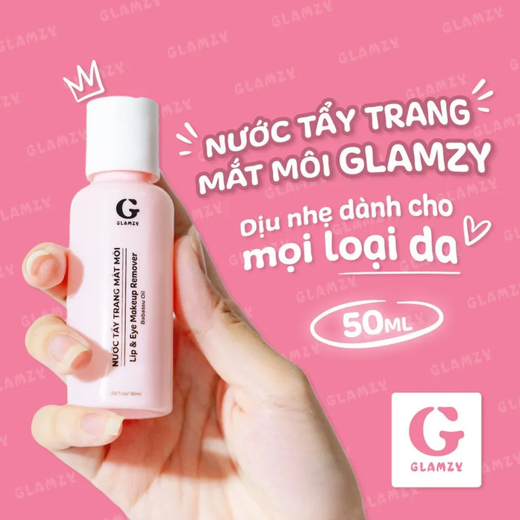 Nước Tẩy Trang Mắt Môi Làm Sạch Dịu Nhẹ, Không Gây Kích Ứng Mini Size 50ml - Glamzy
