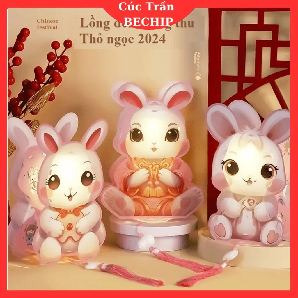 Lồng Đèn Trung Thu Led 3d Hình Con Thỏ Ngọc, Lồng Đèn Trung Thu Thỏ Ngọc - An Toàn Cho Các Bé Sử Dụng Ctb801 - Bechip