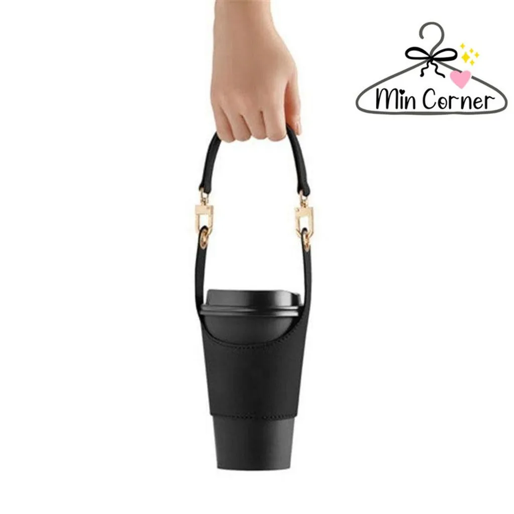 Túi Da Đựng Bình Nước / Cốc Cà Phê Có Quai Cầm Tiện Lợi Mpk137 - Min Corner