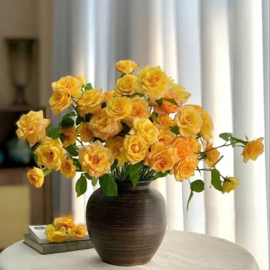 Alternative view of Bình Gốm Bát Tràng Dáng Vò Tròn Men Mộc Vân Ganh, Decor Trang Trí, Căm Hoa Đẹp- Chipxinhxk