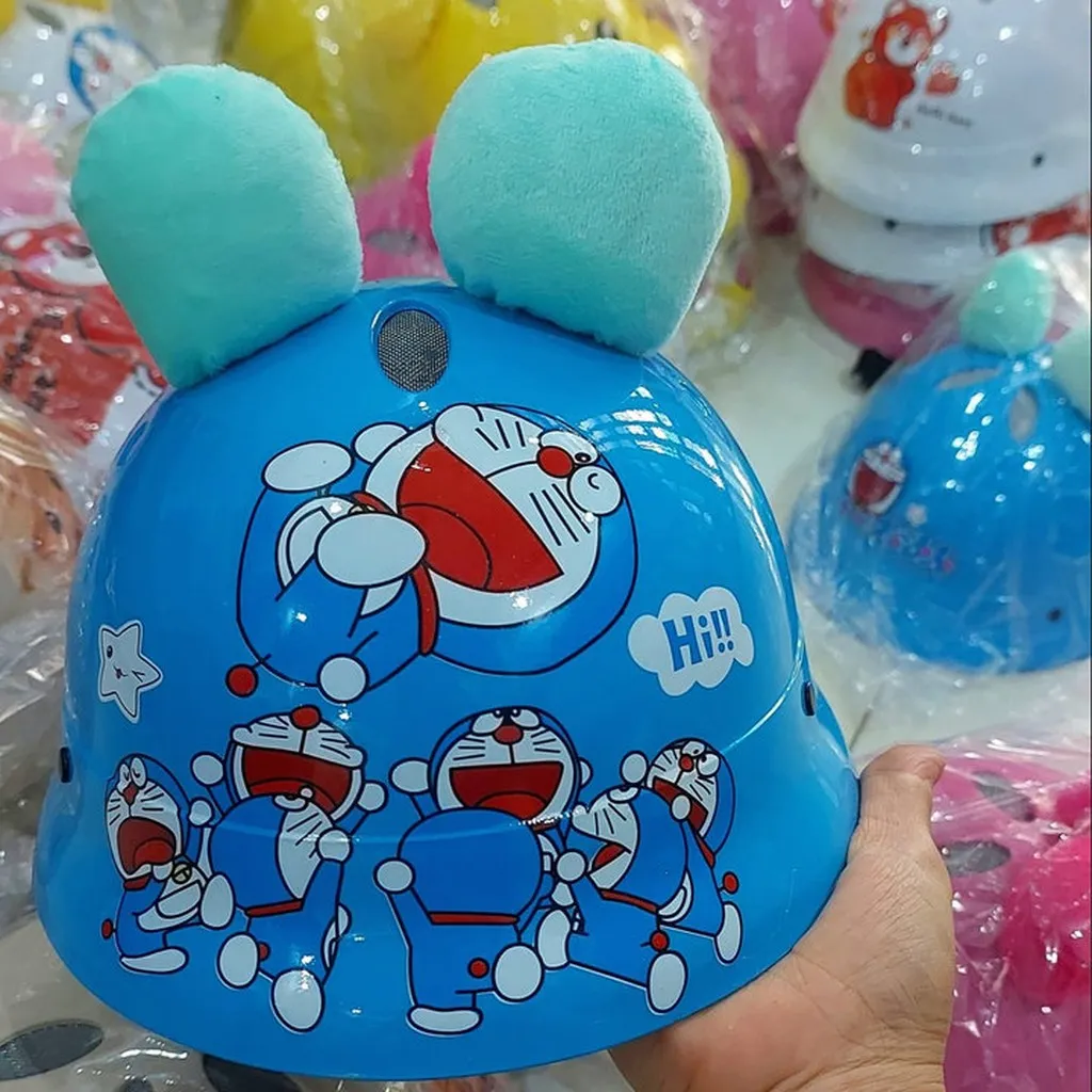 Nón Bảo Hiểm Trẻ Em Bo Vành Mẫu Hot Trend Kuromi, Doraemon, Pokemon, Gấu Dâu ( Có Tai Xinh Xắn ) - Nhà Quân Store