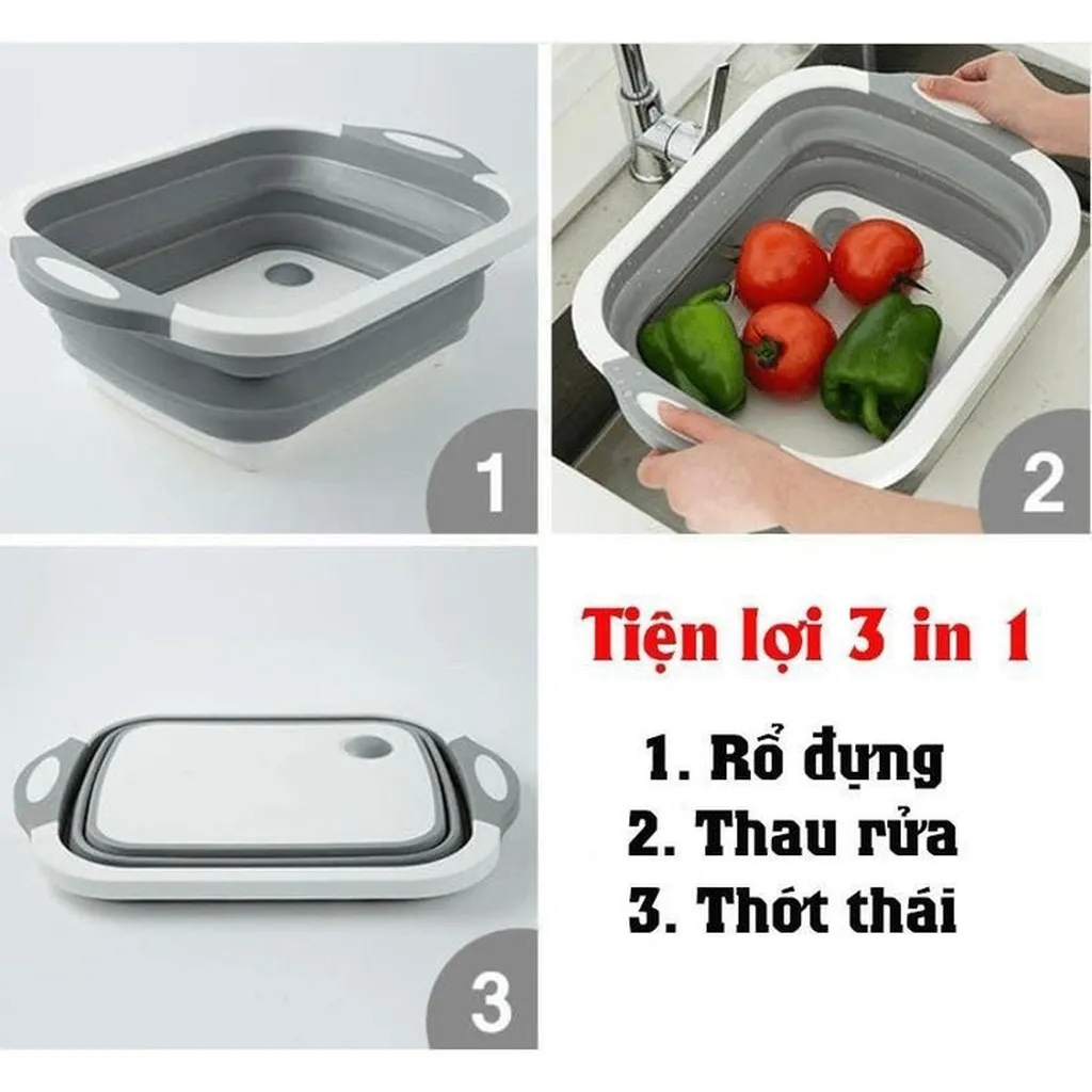 Thớt Nhựa Kèm Chậu 3 In 1 Tiện Ích ( 🌿 Là Chậu Rửa🌿 Là Thớt🌿 Là Rổ Đựng ) - Nhà Quân Store