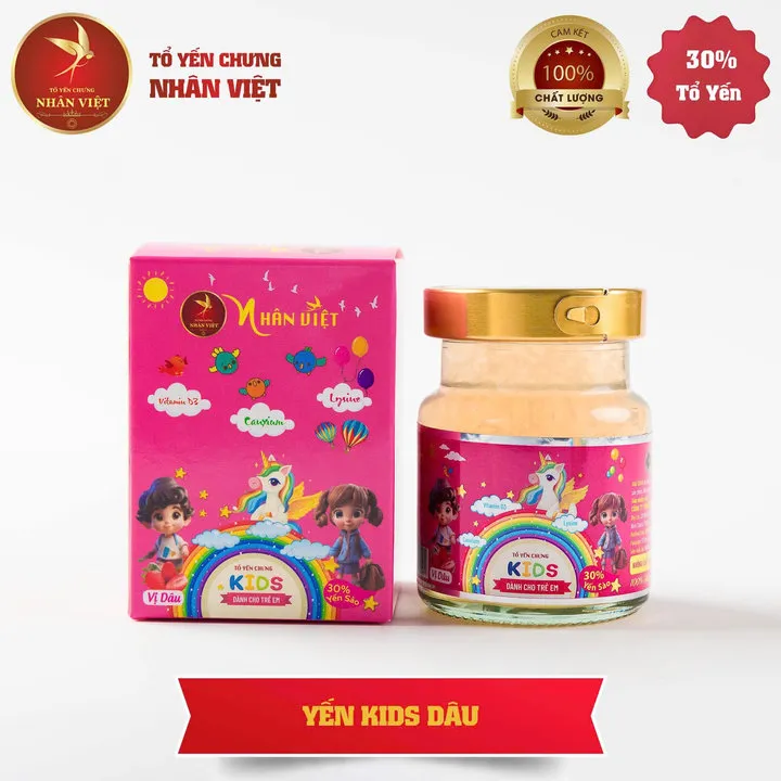 Yến Sào 30% Yến Chưng Sẵn Vị Dâu Tây Cho Bé Nhân Việt Kids - Nhân Việt