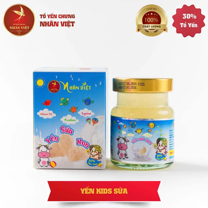 Yến Sào 30% Yến Chưng Sữa Non Cho Bé Nhân Việt Kids - Nhân Việt