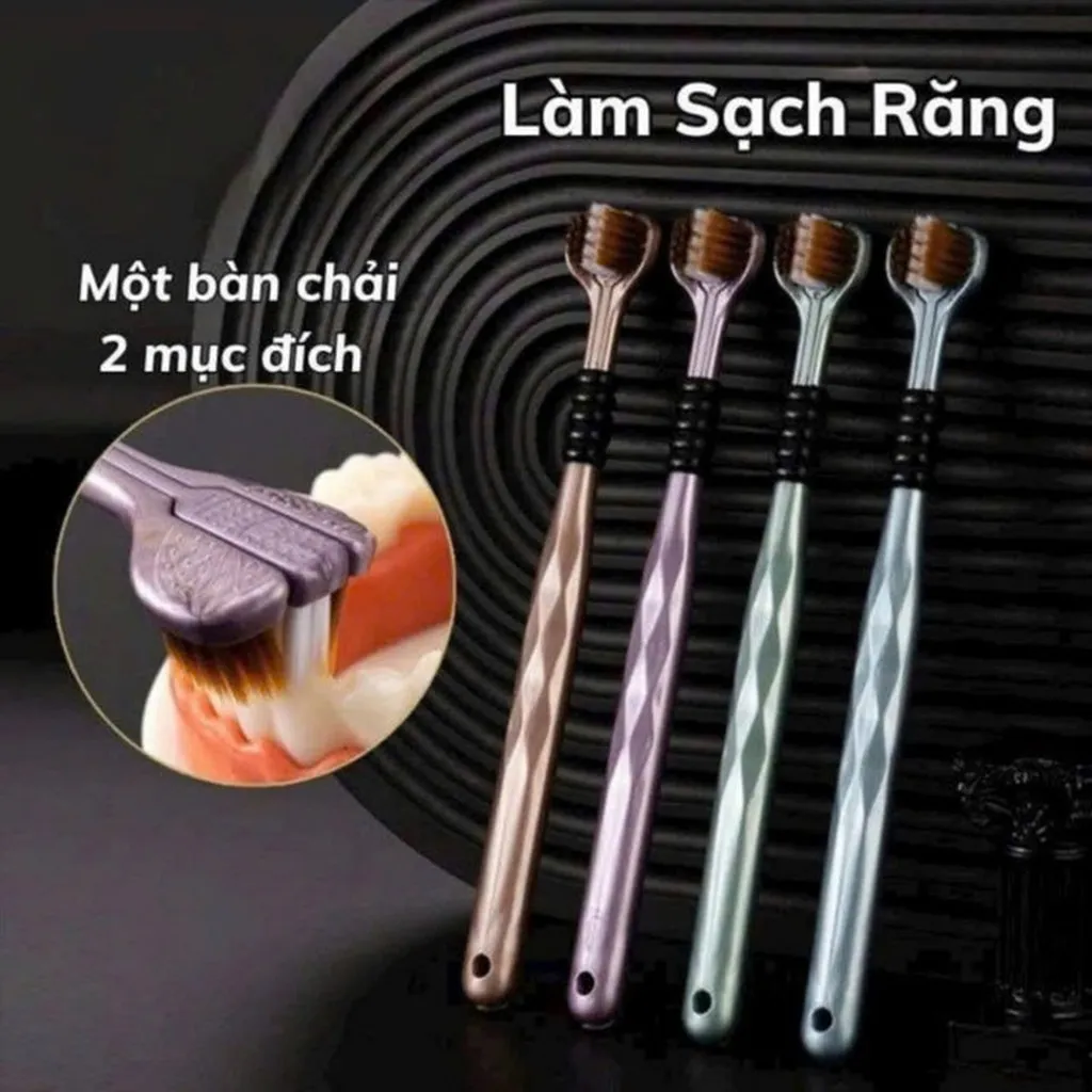 Hộp 4 Bàn Chải Đánh Răng 3 Mặt Lông Mềm, Chăm Sóc Răng Miệng - Nhà Quân Store