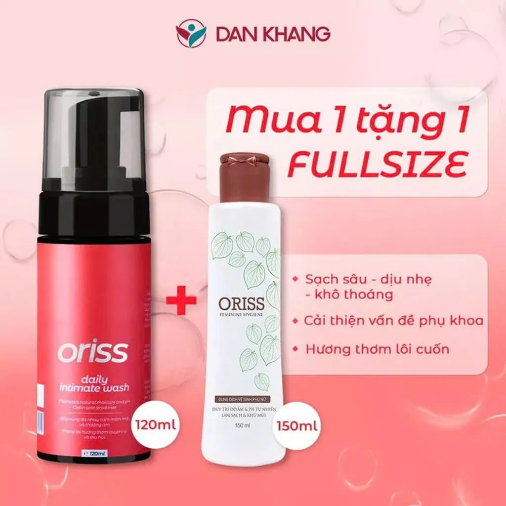 Bọt Vệ Sinh Nữ Oriss Daily Intimate Wash Chiết Xuất Trầu Không Và Lô Hội 120ml