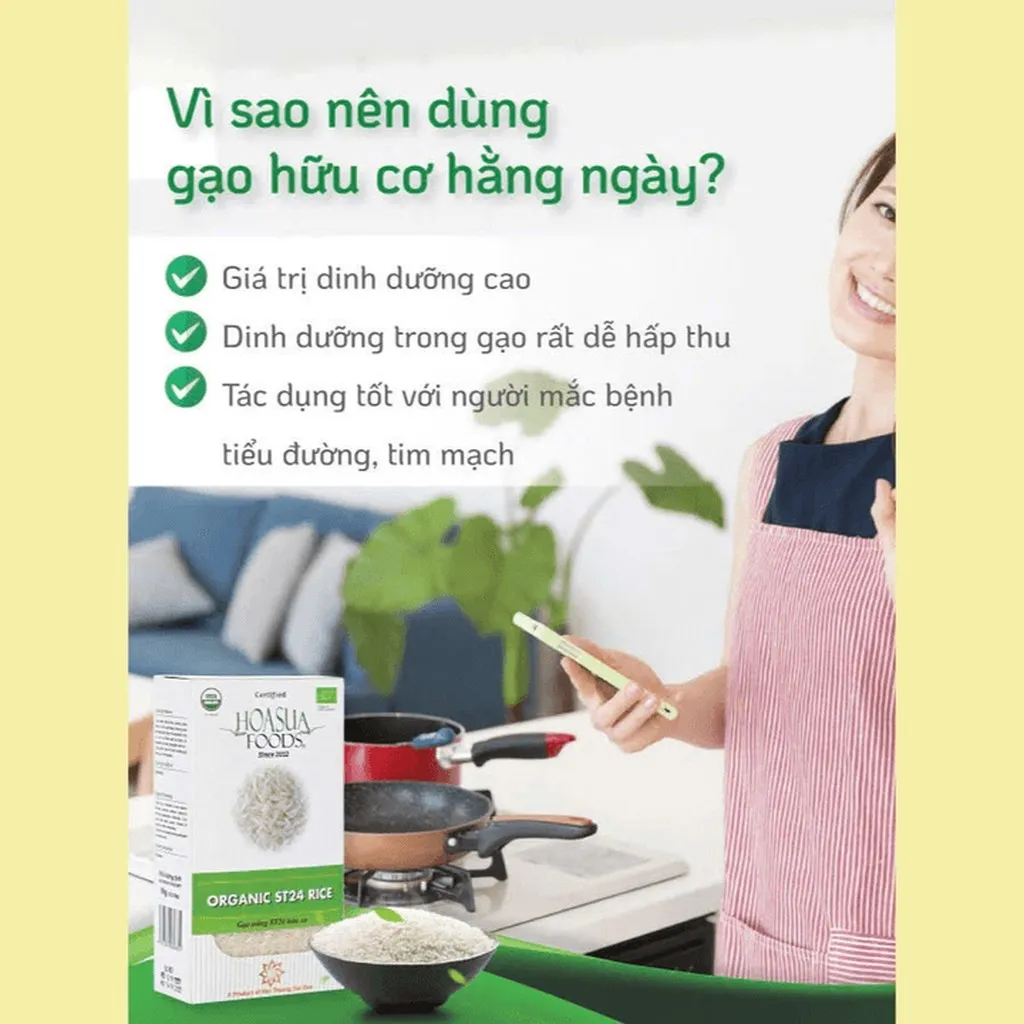 Alternative view of Gạo Trắng Hữu Cơ Hoa Sữa St25 Túi 1kg Dẻo, Mềm, Thơm Giàu Dinh Dưỡng Gạo Ăn Dặm Cho Bé & Dùng Cho Gia Đình L015 - Lady's Passion