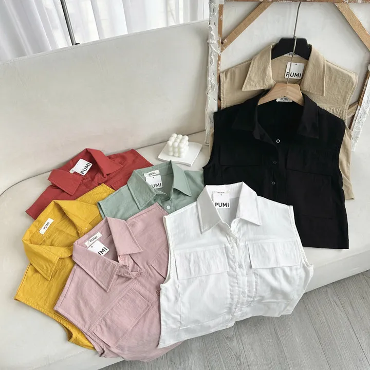 [shoppumi] Áo Sơ Mi Tay Cộc 2 Túi Lớn Nhiều Màu Freesize Pumi 15757