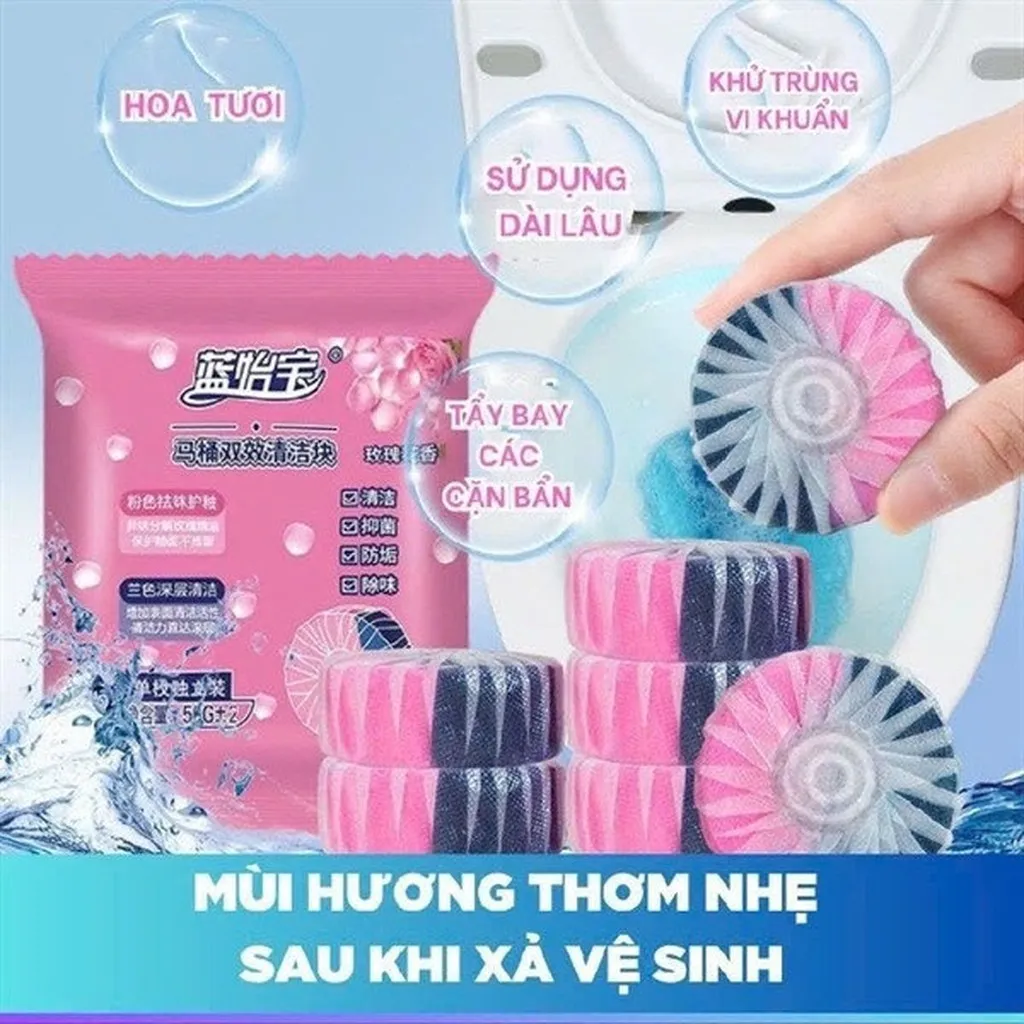 Alternative view of Combo 3 Viên Thả Vệ Sinh Bồn Cầu 2in1 Hương Hoa Hồng Thế Hệ Mới - Nhà Quân Store