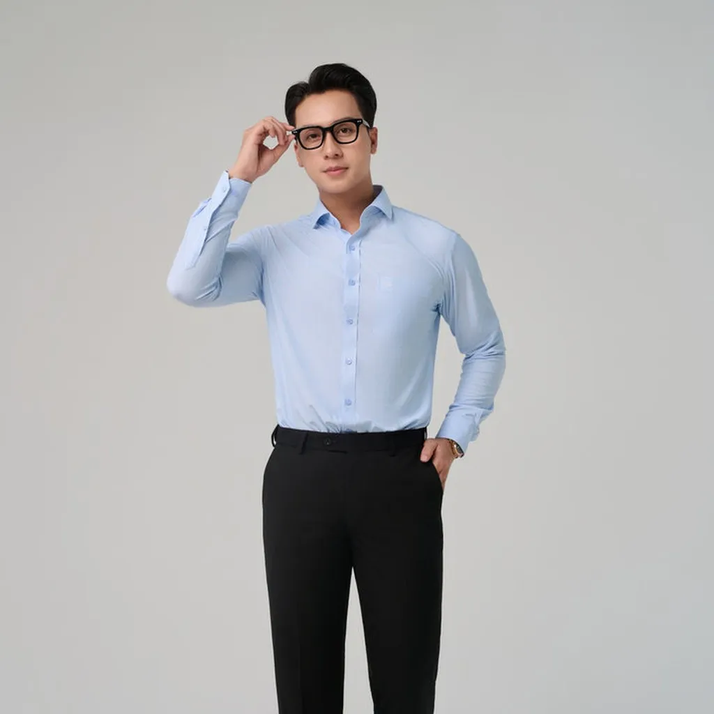 Áo Sơ Mi Công Sở Nam Cao Cấp Tay Dài Merriman Mã Thmol473 Màu Blue