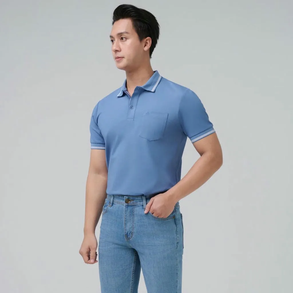 Alternative view of Áo Thun Nam Có Cổ Merriman Mã Thmts057 Màu B.denim