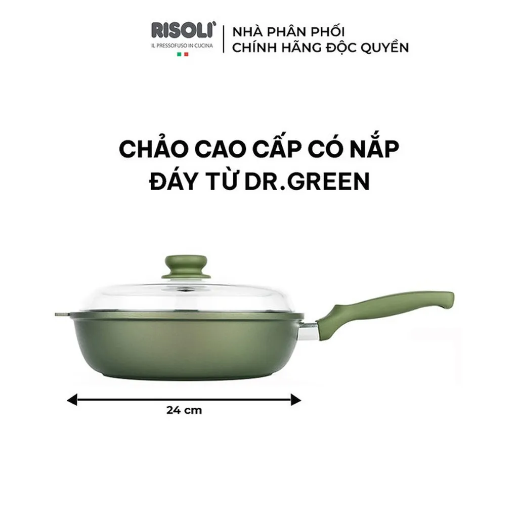 Alternative view of Chảo Cao Cấp Có Nắp + Đế Từ Dr.green - 00105drin/24 - Risolì