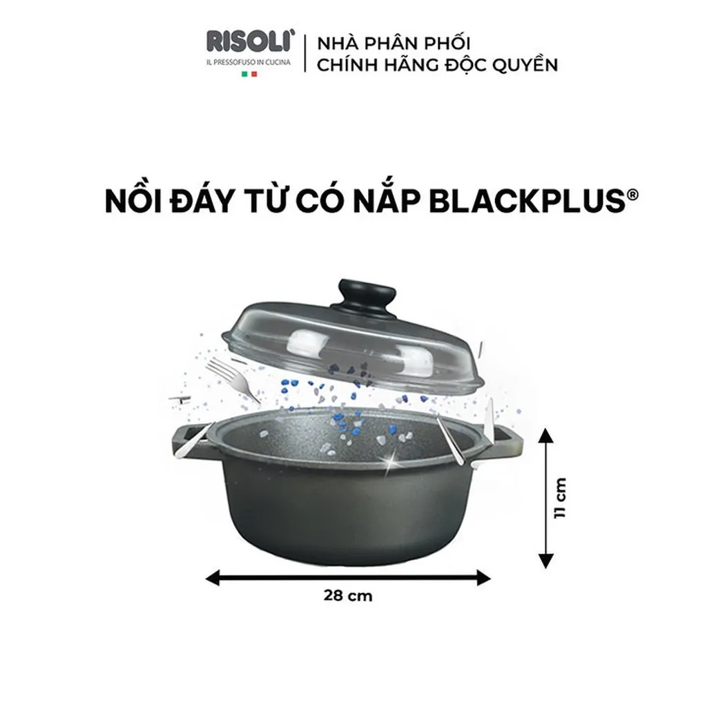 Alternative view of Nồi Đáy Từ Có Nắp Blackplus (size: 20,24,28) - 00097bpin/20,24,28 - Risolì