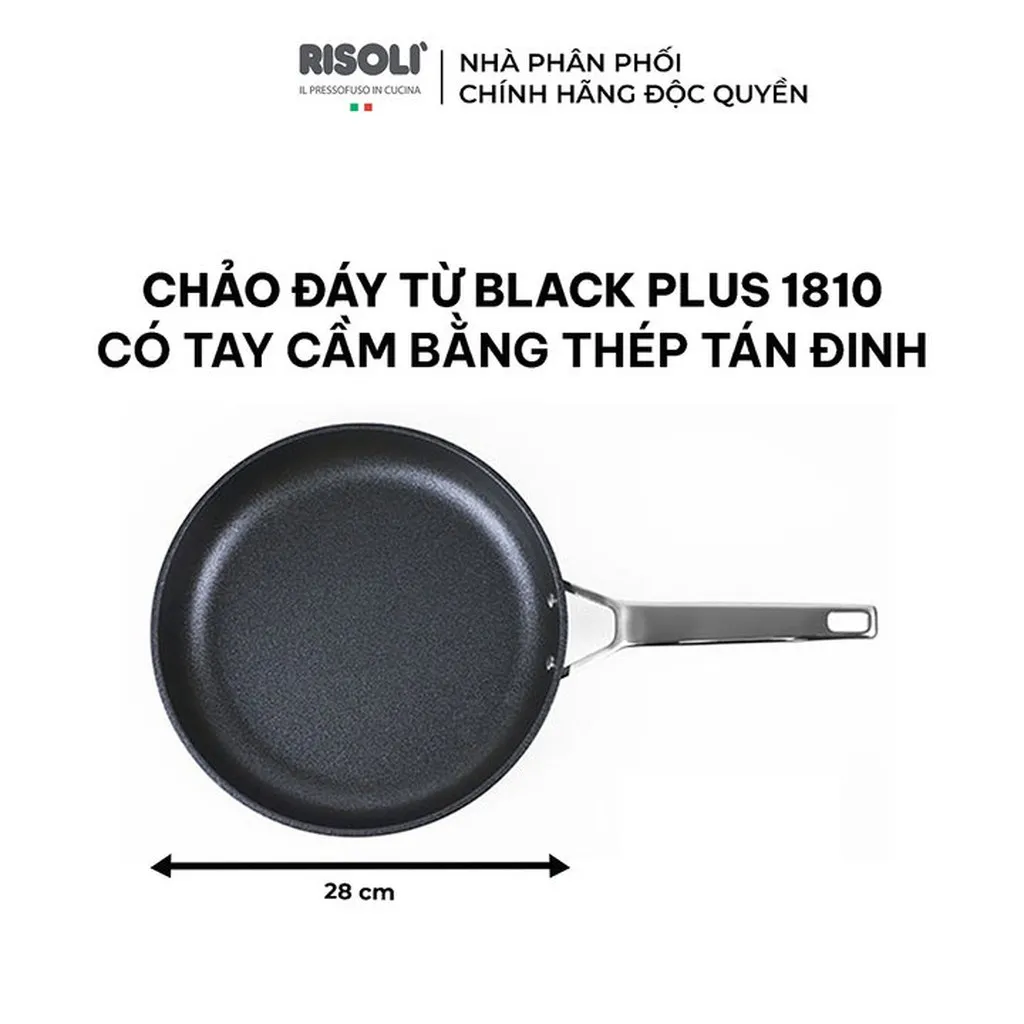 Alternative view of Chảo Đáy Từ Black Plus 1810 Có Tay Cầm Bằng Thép Tán Đinh - Op103bain/20,24,28 - Risolì