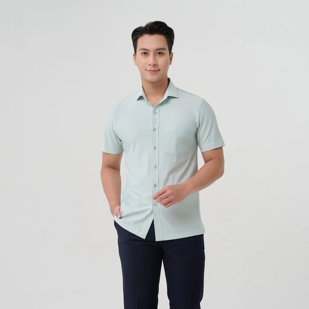 Áo Sơ Mi Công Sở Nam Cao Cấp Tay Ngắn Merriman Mã Thmos473 Màu Green