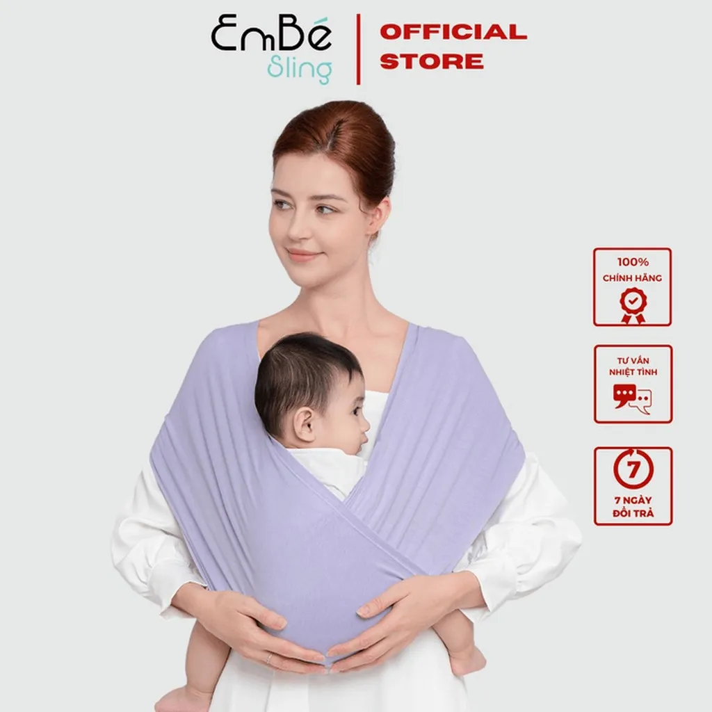 Địu Vải Màu Lavender Dòng Flex Và Flex Plus Dưới 75kg Cho Bé Từ 0-24 Tháng Tuổi - Địu Vải Cao Cấp Embé Sling