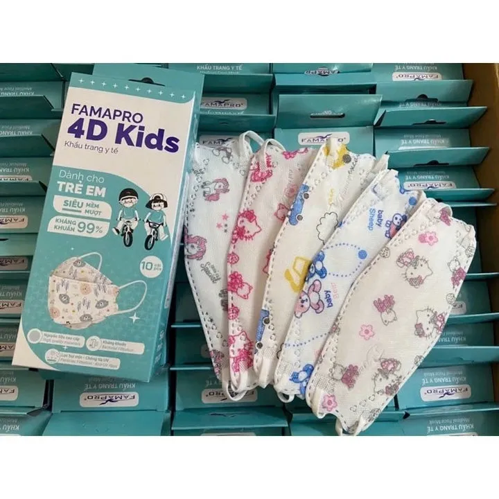 Hộp 10 Cái Khẩu Trang Y Tế Em Bé 4d Kids - Gdn