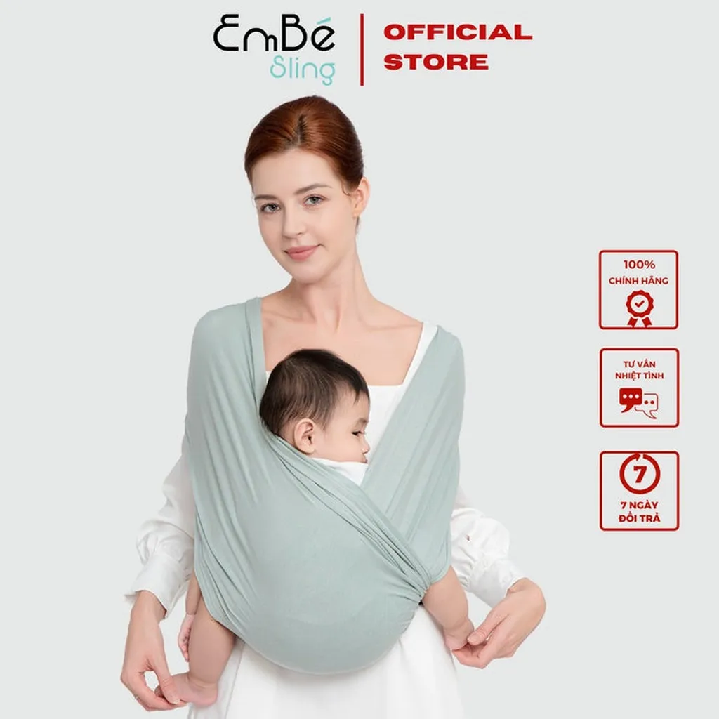Địu Vải Màu Olive Dòng Flex Và Flex Plus Dưới 75kg Cho Bé Từ 0-24 Tháng Tuổi - Địu Vải Cao Cấp Embé Sling