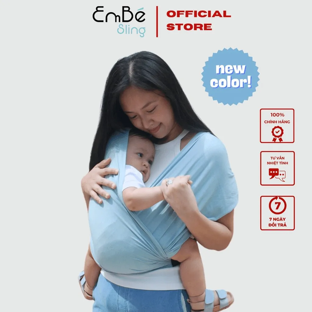 Địu Vải Màu Ocean Dòng Flex Và Flex Plus Dưới 75kg Cho Bé Từ 0-24 Tháng Tuổi - Địu Vải Cao Cấp Embé Sling