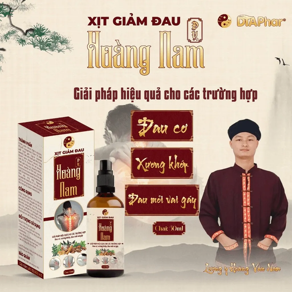 Xịt Giảm Đau Đông Y Hoàng Nam Hỗ Trợ Giảm Đau Nhanh Ngoài Gia Cơ Xương Khớp Chai 50ml