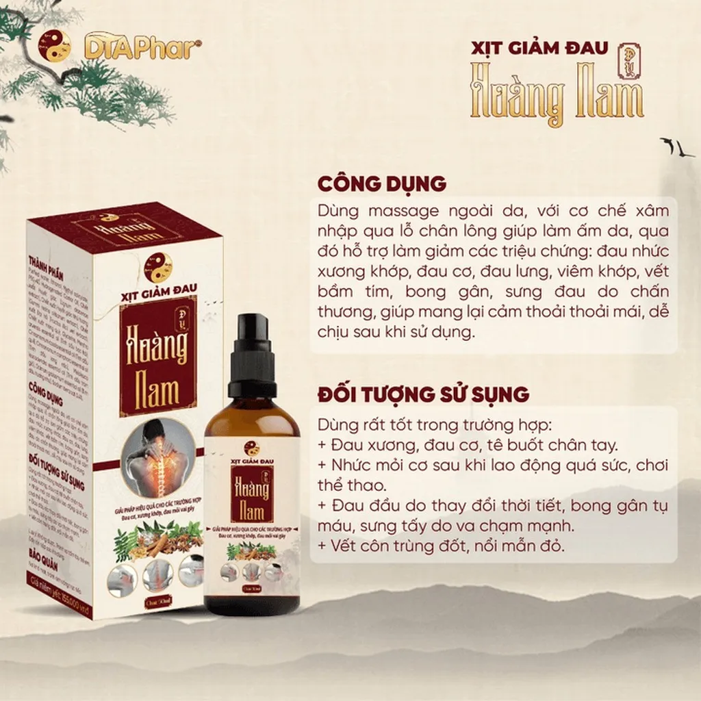 Alternative view of Xịt Giảm Đau Đông Y Hoàng Nam Hỗ Trợ Giảm Đau Nhanh Ngoài Gia Cơ Xương Khớp Chai 50ml
