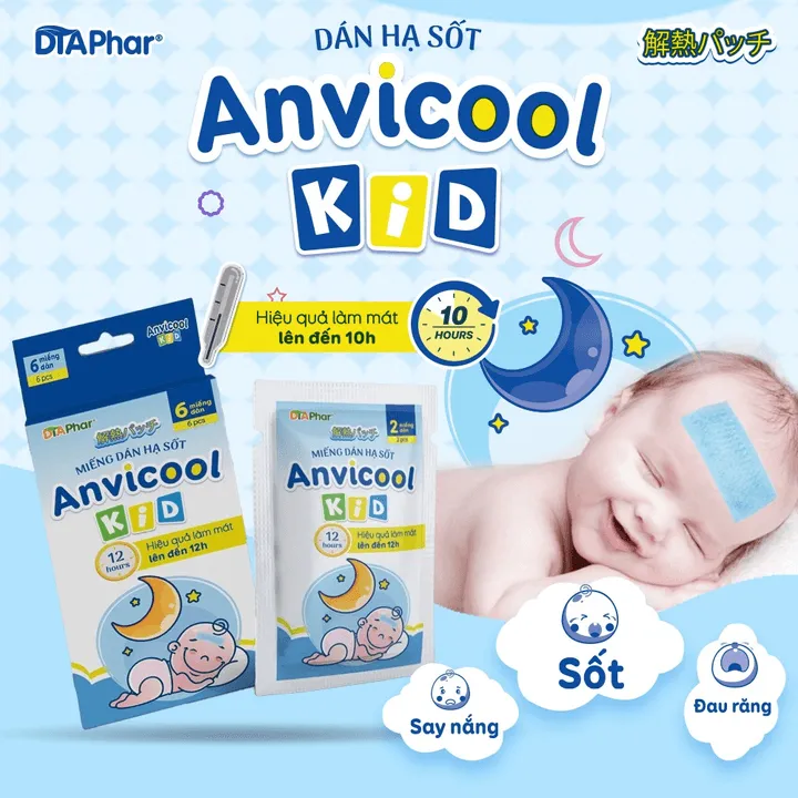 Alternative view of Miếng Dán Hạ Sốt Cho Bé Anvicool Kid Làm Mát, Hạ Nhiệt, Giảm Sốt Nhanh Chóng, Hộp 3 Gói 6 Miếng