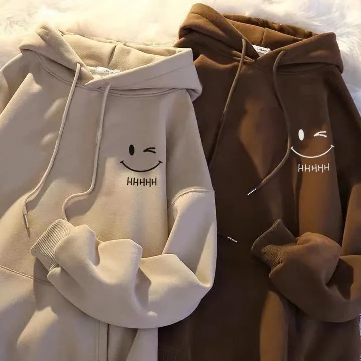 Xả Áo Hoodie Form Rộng Mũ 2 Lớp--mặt Cười Chữ H-h-h-h-h