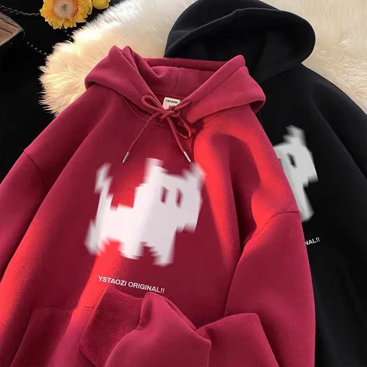 Xả Áo Hoodie Mũ 2 Lớp Form Rộng -hình Mèo Máy