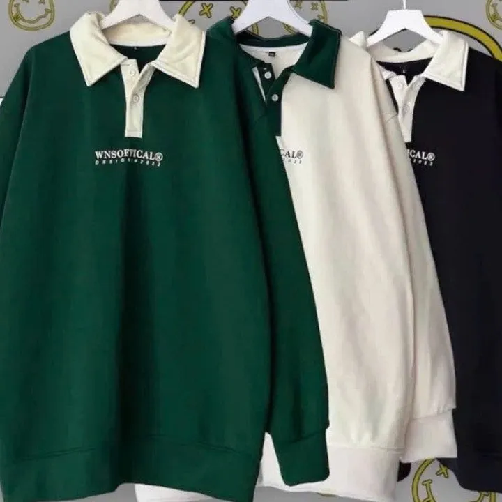 Xả Áo Mùa Đông Sweater Nỉ Polo Cổ Bẻ Dài Tay-chữ Wnsofficial