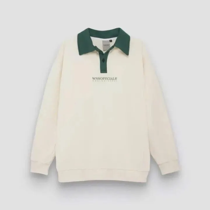 Alternative view of Xả Áo Mùa Đông Sweater Nỉ Polo Cổ Bẻ Dài Tay-chữ Wnsofficial