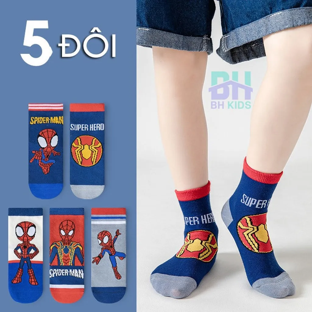 Alternative view of Combo 5 Đôi Tất, Vớ Và 1 Đôi Gang Tay Siêu Nhân Nhện, Chất Liệu 100% Cotton, Thoáng Khí, Kháng Khuẩn, Cho Bé 3-10 Tuổi Ch65 - Bh Kids