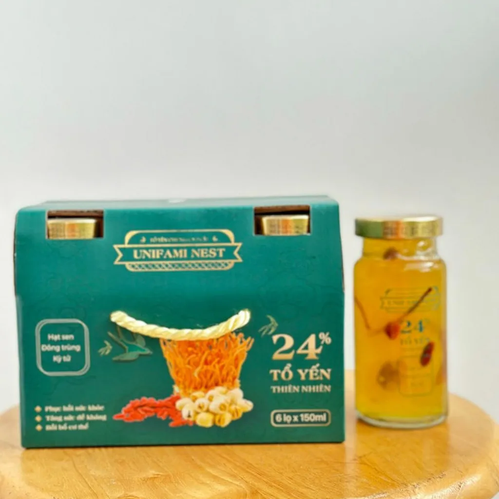 Yến Sào Unifami Nest 24% ( Đồng Trùng, Hạt Sen, Kỳ Tử) Lốc 6 Lọ X 150ml
