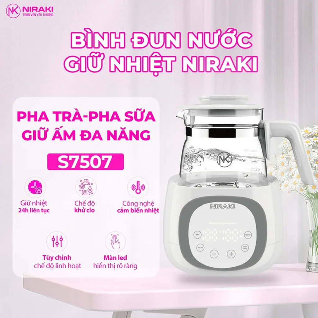 Alternative view of Bình Đun Nước Pha Sữa, Hâm Sữa, Giữ Nhiệt 24h Bảo Hành Chính Hãng 24 Tháng