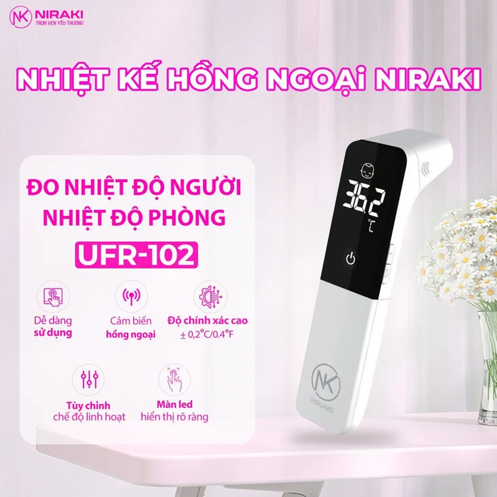 Alternative view of Nhiệt Kế Hồng Ngoại Niraki, Độ Chính Xác Cao - Đo Chán, Đo Tai, Đo Cơ Thể, Đo Nhiệt Độ Phòng Bảo Hành Chính Hãng 24 Tháng