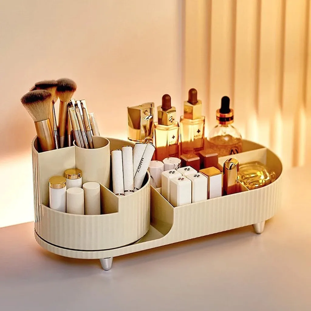 Kệ Đựng Mỹ Phẩm, Dụng Cụ Trang Điểm Để Bàn Xoay 360 Độ Sang Trọng - Nhà Quân Store