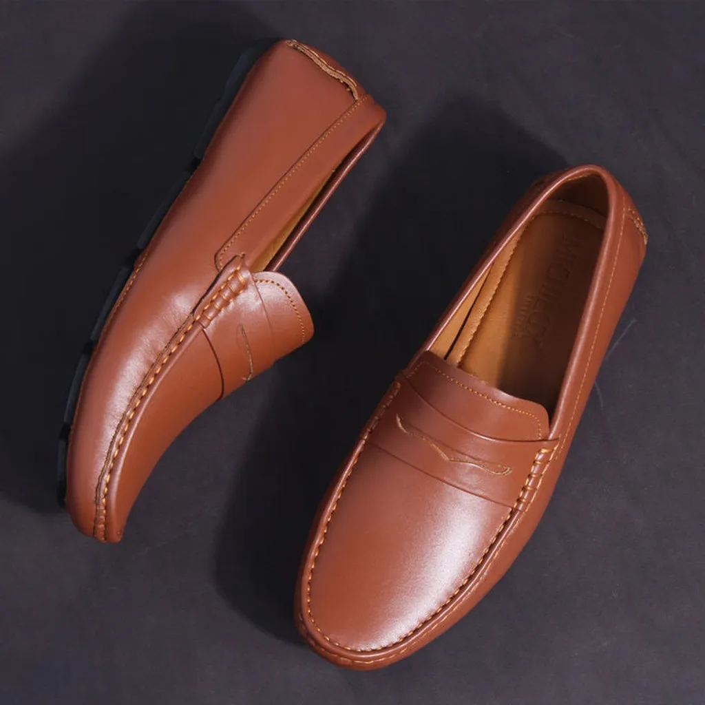 Giày Lười Nam Michilux Penny Moccasin Ciems - Màu Nâu Bò