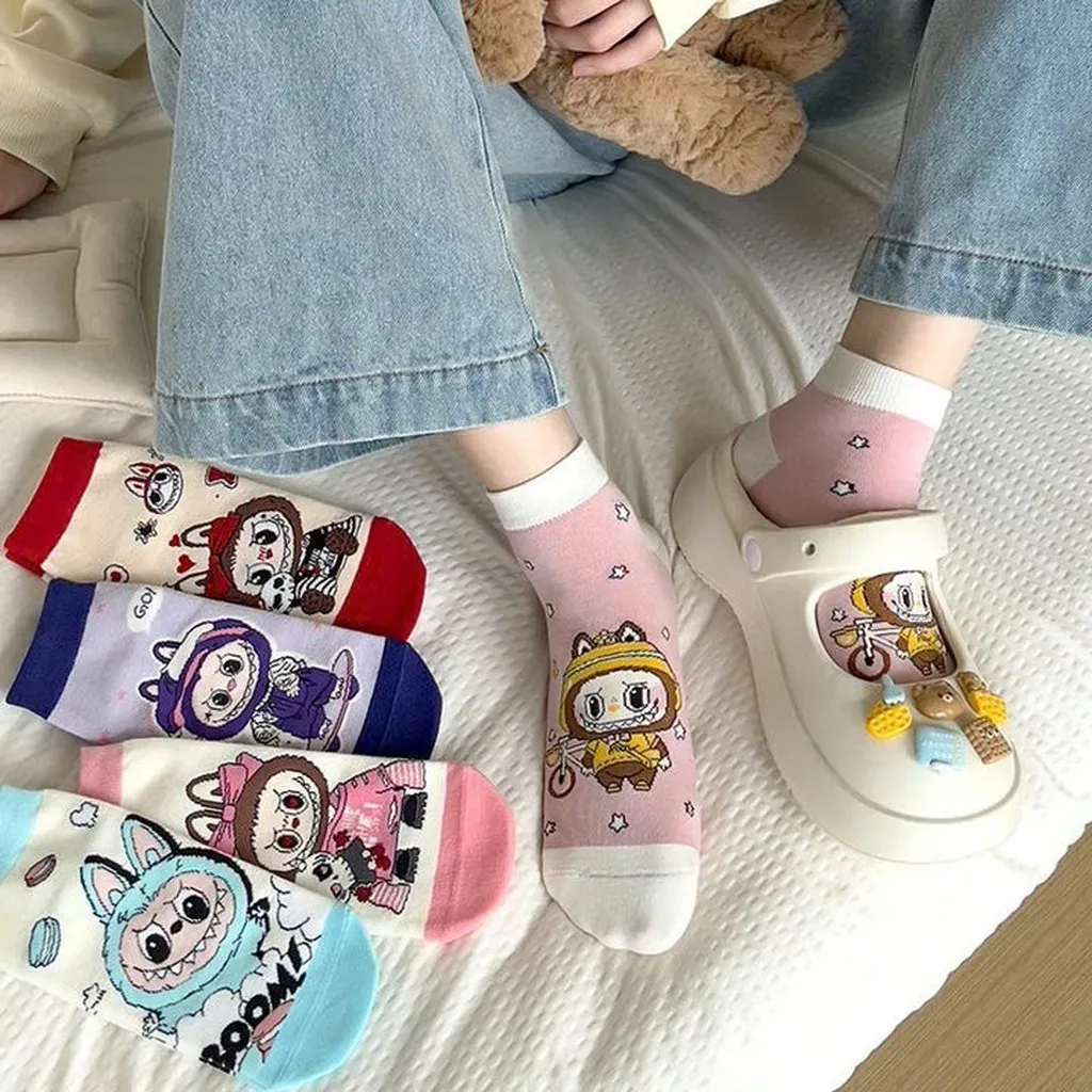 [set 5 Đôi] Tất Vớ Labubu, Tất Cotton Mềm Mại Thoáng Khí Hot Trend - Dâu Shop