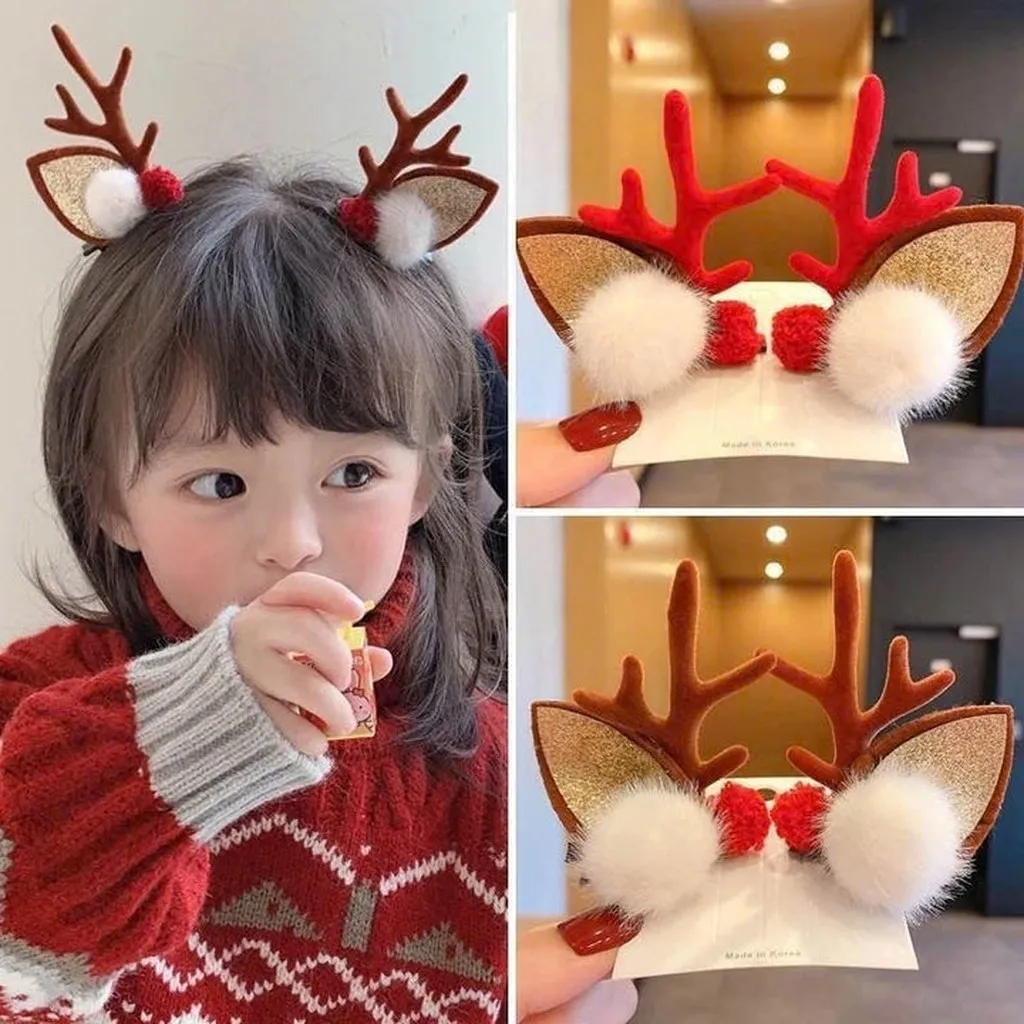 [set 2 Chiếc] Kẹp Tóc Noel Hình Sừng Hươu, Kẹp Tóc Giáng Sinh Dễ Thương-dâu Shop