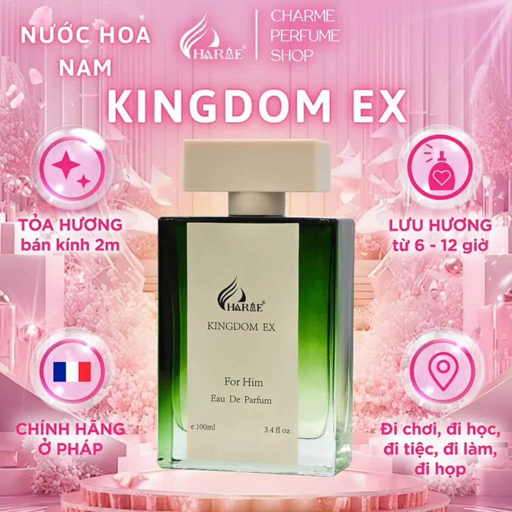 Nước Hoa Unisex Charme Kingdom Ex 100ml Lưu Hương Lâu Phong Cách Cá Tính, Gợi Cảm, Chính Hãng