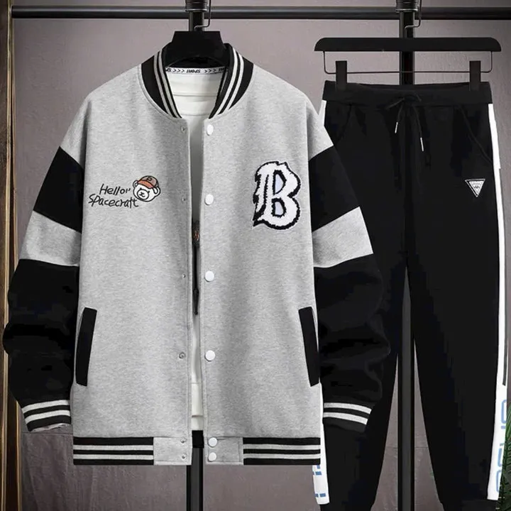 Alternative view of Áo Khoác Hoodie Nam Nữ Nút Bấm Bóng Chày In Chữ B - Htm Fahsion