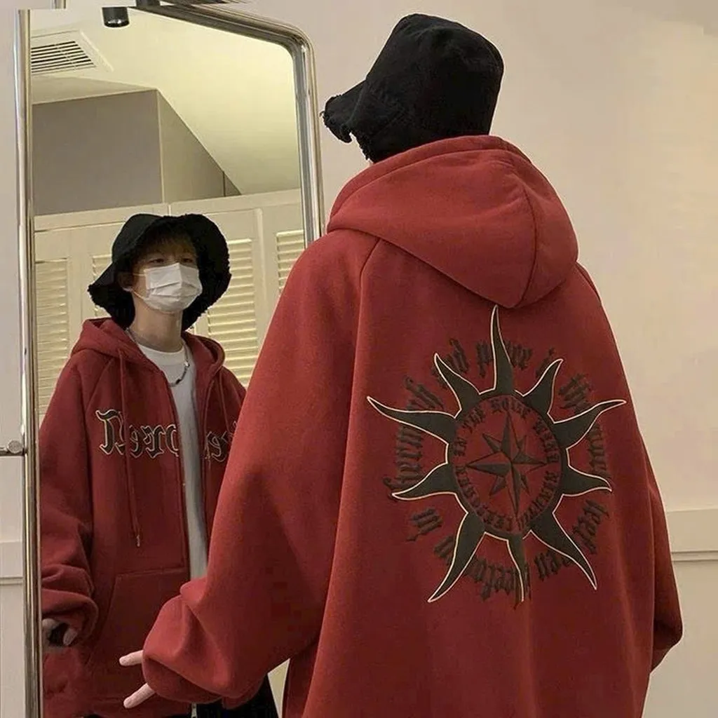 Alternative view of Áo Hoodie Unisex Nam Nữ Leef 3 Màu Form Rộng Raplang Hình In 2 Mặt Trước Sau Vải Nỉ Bông Dày Dặn - Áo Hoodie