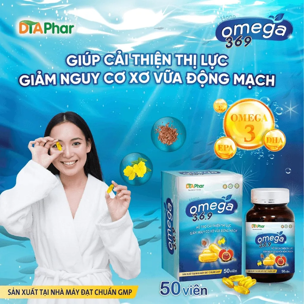 Viên Uống Dầu Cá Hano Omega 3.6.9 Hỗ Trợ Tăng Cường Thị Lực, Tim Mạch Và Não Bộ Hộp 50 Viên