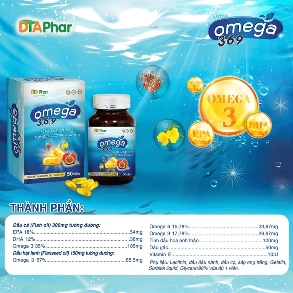 Alternative view of Viên Uống Dầu Cá Hano Omega 3.6.9 Hỗ Trợ Tăng Cường Thị Lực, Tim Mạch Và Não Bộ Hộp 50 Viên
