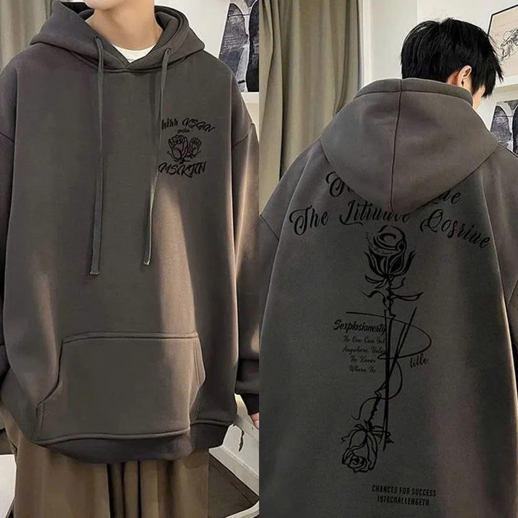 Áo Hoodie Unisex Nam Nữ In Nổi Bông Hoa Hồng Lưng Mũ Rộng Tay Phồng Đẹp Form Rộng Tp37 - Golden Dream