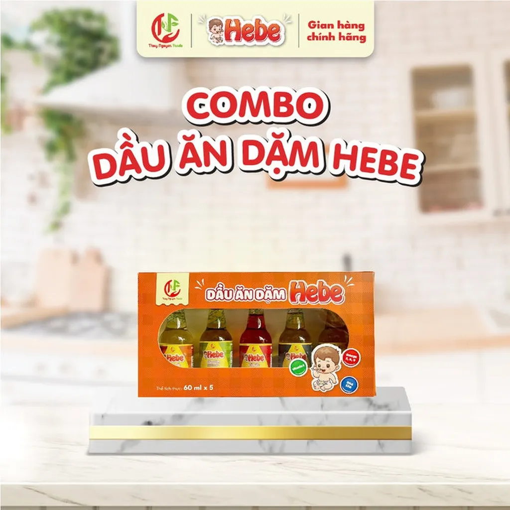 Combo 5 Dầu Olive - Cá Hồi - Dầu Mè - Dầu Gấc - Dầu Óc Chó 60ml Hebe