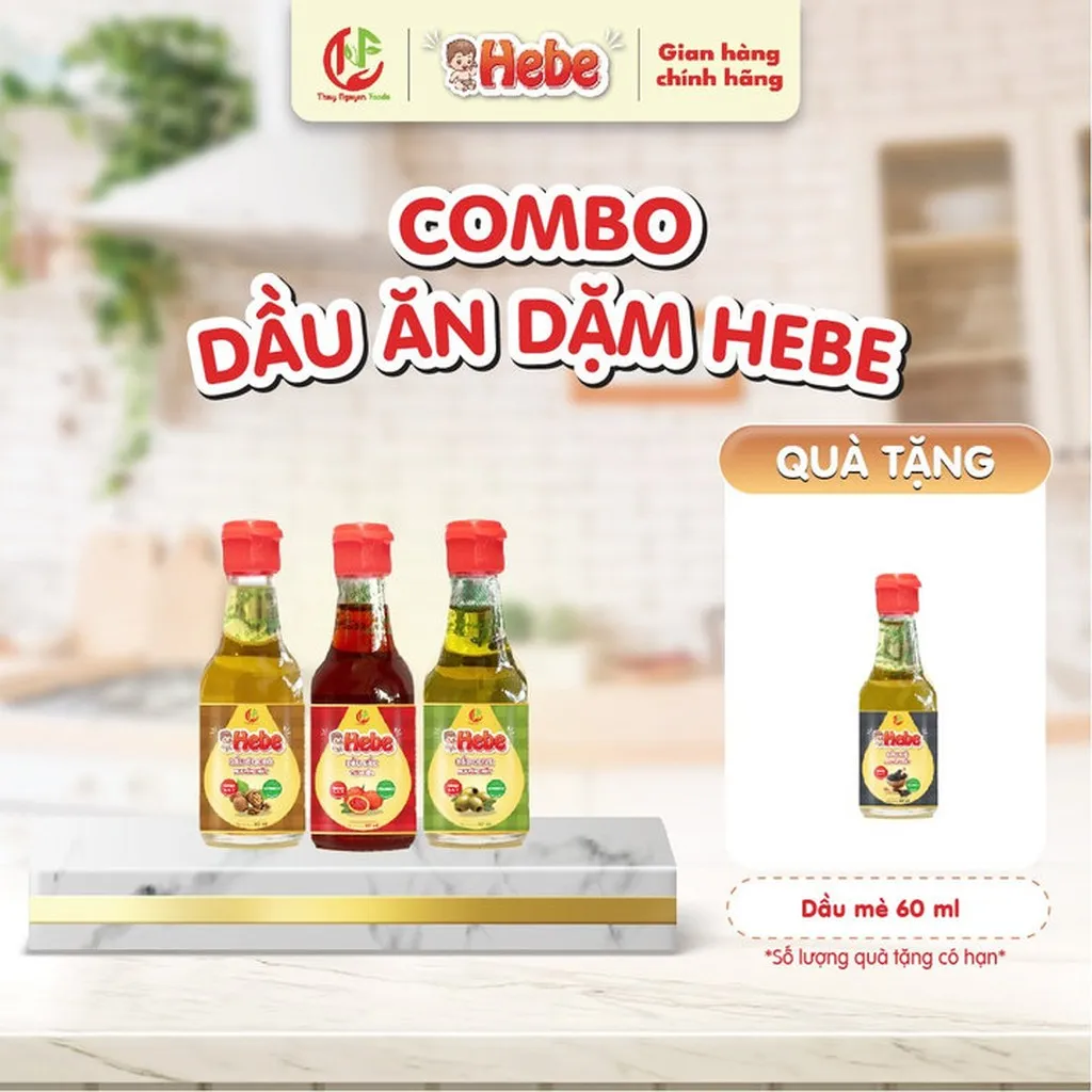 Combo 3 Dầu Gấc - Dầu Olive - Dầu Óc Chó 60ml Hebe