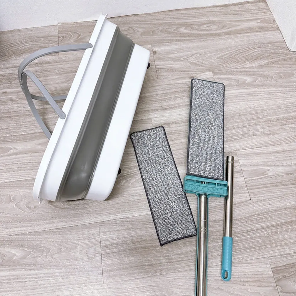 Alternative view of Combo Cây Vắt Phẳng Xanh 2 Bông + Xô Gấp Gọn - Su